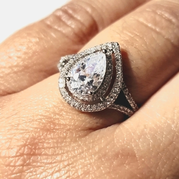 Savvy Cie Jewels Rhodium-Plated Teardrop Ring, Size 7 - Picture 8 of 14